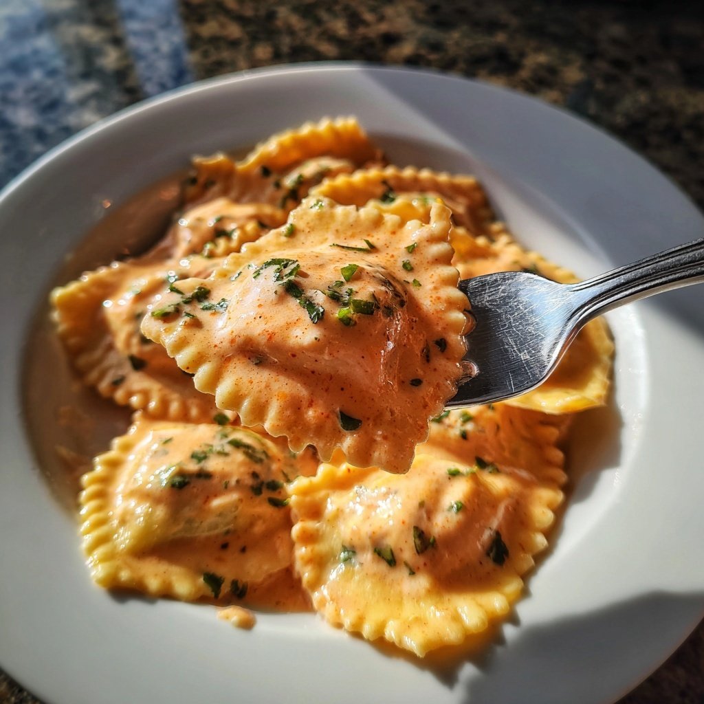 Ravioli mit rosa Sahnesauce