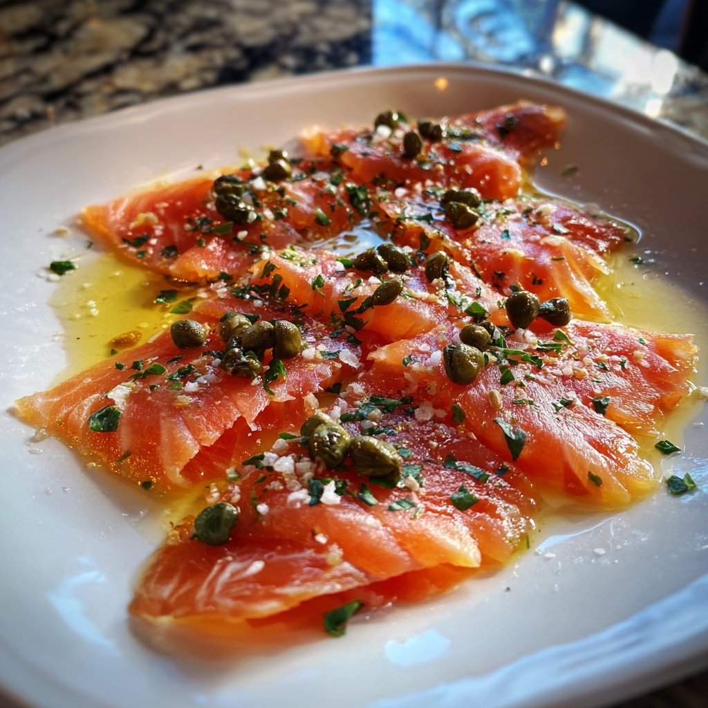 Lachs-Carpaccio mit Zitronenöl