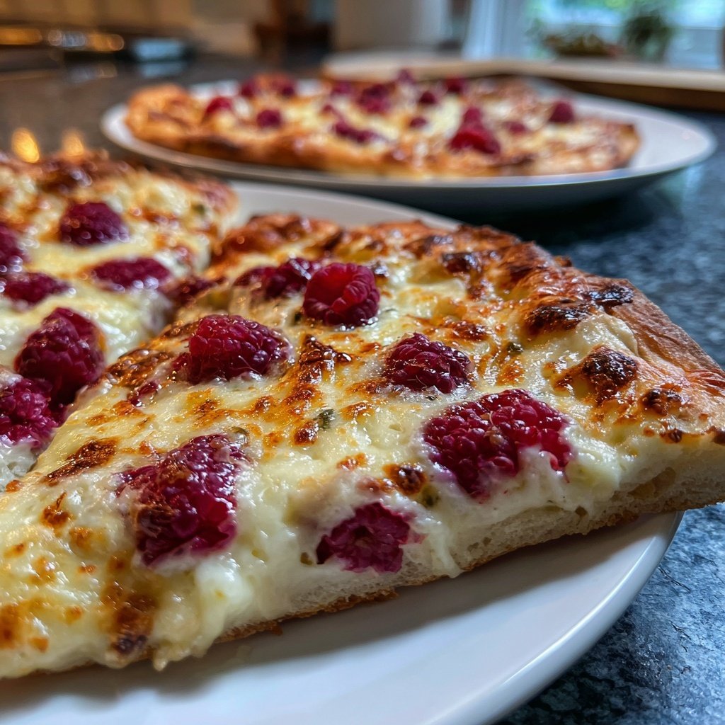 Flammkuchen mit Himbeeren und Brie